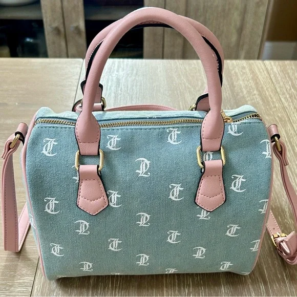 NWT Juicy Couture Gothic Denim bestseller satchel purse w wallet & heart charm - Picture 6 of 13